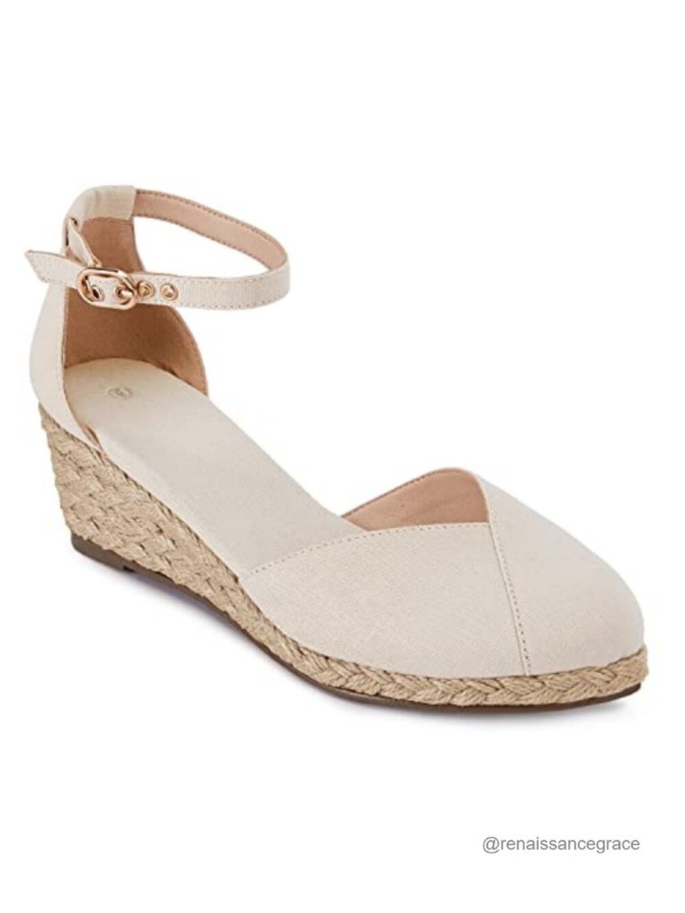 Women's Espadrilles Wedge Sandals Closed Toe Ankle Strap Canvas Platform Summer